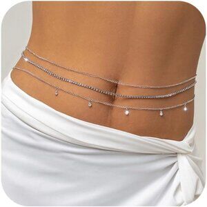 Women D2 Waist Chain Rhinestone Silver Bra Lingerie Bikini Top Lingerie Chain